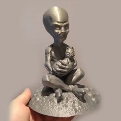 foto_alien2.jpg Download STL file Alien and his cat without supports • Object to 3D print, elnata