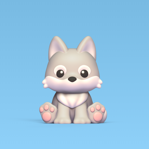 Sitting Wolf 3D model