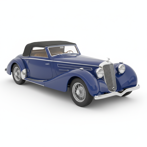 Delahaye Type 135 pre supported car STL, easy to print car, drag muscle car STL, low poly car STL, car showroom STL, retro car STL, beginner friendly car STL, German sports car STL, minivan STL, classic V8 car STL, 4x4 STL, 1:6 car STL, car lift STL, tune