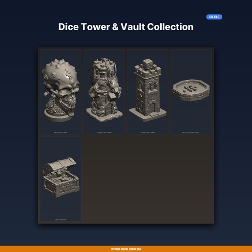 Dice Tower & Vault Collection - 5-Model STL Bundle