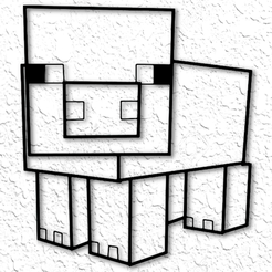 project_20230216_2047240-01.png STL file Minecraft wall art Minecraft wall décor Minecraft pig・Template to download and 3D print