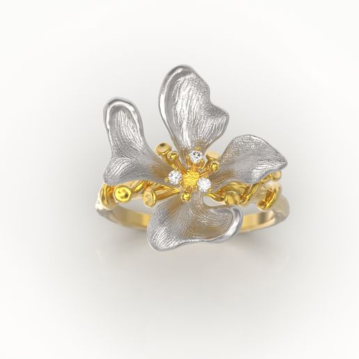 Flower ring 3D print model 3D model