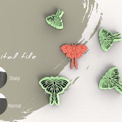LUNA-MOTH-1.jpg Archivo STL Cortador de arcilla polimérica Luna Moth Butterfly | Archivo digital STL | 4 tamaños | 2 versiones de cortador・Objeto para impresora 3D para descargar, socrates_z