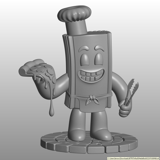 Cartoon Lasagna Chef with Pizza & Tongs - 3D Printable Figurine