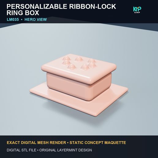 STATIC DECORATIVE STL — Personalizable ribbon-lock ring box