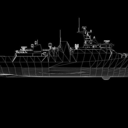 tbrender_Wireframe.jpg Diponegoro class corvette Low-poly 3D model