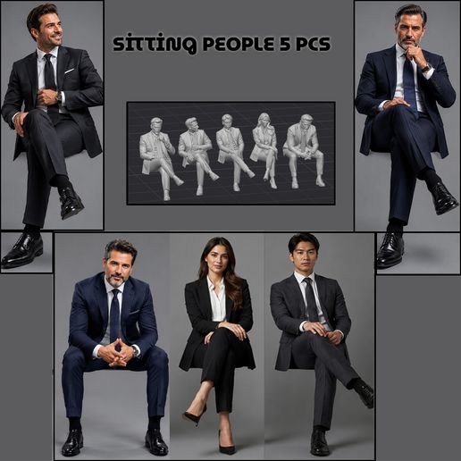 Scale Sitting People Office People - Diorama Figure