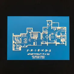 Blueprint-Friends-Pic.webp "Friends" TV Show 3D Printed Detailed Blueprint - Apartments 19 & 20