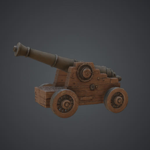 Classic Wooden Cannon with Wheeled Carriage – Historical Naval Artillery