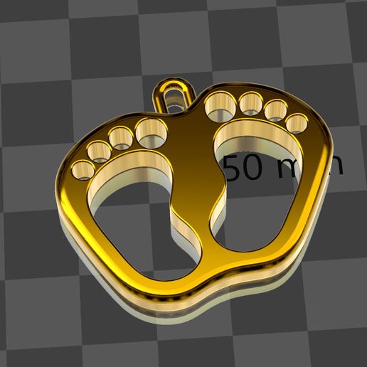 baby feet - pendant - earring -keychain  round, smooth 3D model