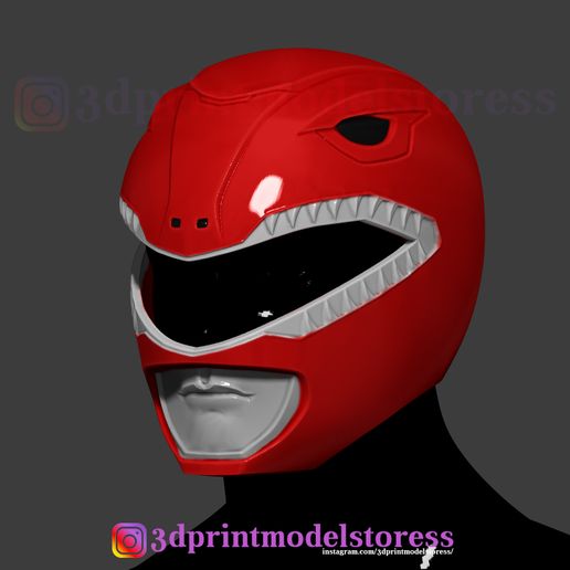 Red_ranger_mighty_morphin_helmet_02.jpg Descargar archivo Red Ranger Mighty Morphin Power Ranger Helmet Cosplay STL File • Modelo para imprimir en 3D, 3DPrintModelStoreSS