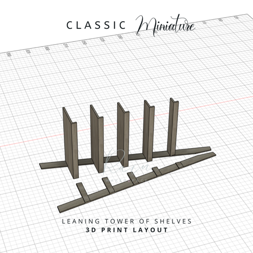 MINI-furniture-LEANING-TOWER-OF-SHELVES,-MINI-FURNITURE-4.png STL file Leaning Tower of Shelves, MINI FURNITURE for 1:12 Dollhouse・3D printable design to download, RAIN