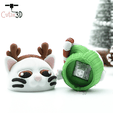 Cutie3D-Christmas Reindeer Cat Keycap Fidget Clicker Keychain_03.png Cutie3D Christmas Reindeer Cat Keycap Fidget Clicker Keychain - Cute Backpack Keychain