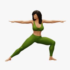 23.jpg Archivo 3D Mujer joven practicando una lección de yoga haciendo el Guerrero Dos Modelo de impresión 3D・Design para impresora 3D para descargar, 3DGeshaft