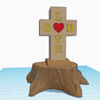 cross-in-tree-stump-2.png Cross in tree stump, God is Love text, religious decoration