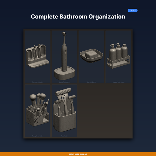 Complete Bathroom Organization - 6-Model STL Bundle