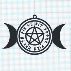 pentacle-pentagram-triple-goddess-knot.png STL file Triple Goddess Knot, Wiccan pentagram, pentacle, Rune Elder Futhark, talisman, amulet, pendant, key chain, Neo paganism symbol, phase of the Moon, stages, life cycle・Template to download and 3D print, Allexxe