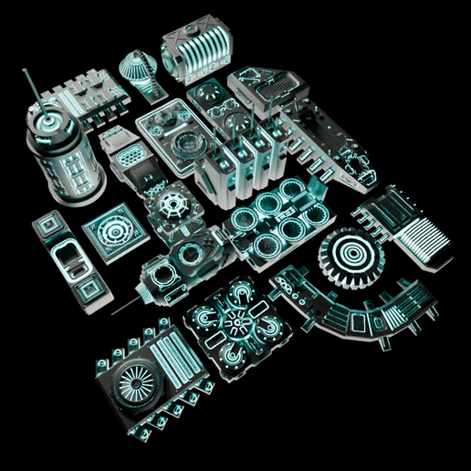 41-60-i3.png 🟢 20x Sci-Fi Greebles, Greeblies pour Dioramas et Présentoirs de Figurines #3