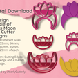 Digital Download 2 Design Bundle of Lotus Moon Clay Cutter Designs Makes 8 Different Sizes: 60mm, 55mm, 50mm, 45mm, 40mm, 35mm, 30mm, 25mm of each design. 2 different Cutting Edges: 0.7mm edge and a 0.4mm Sharp edge. i y y y sy % A Created by UtterlyCutterly Lotus Moon 1 & 2 Clay Cutter - Celestial STL Digital File Download- 8 sizes and 2 Cutter Versions