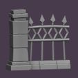 ZBrush-Document5.jpg Modular Graveyard Cemetery Enclosure Set: Gate, Pillars, and Fences for 3D Printing 🪦