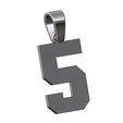 NBA-number-5-pendant-charm-bail-12.jpg NBA Schriftart Nummer 5 Anhänger Charme mit Kaution 3D-Druck Modell
