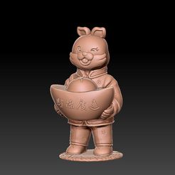2023-01-04_121025.jpg STL file Golden Rabbit Annunciation-Financial Prosperity Ornament 1・Model to download and 3D print