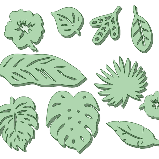 Tropical Leaves Pack Stamp - 3D model önizlemesi