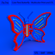 01.png Cute Flexi Butterfly - Print-in-Place - no supports - 8-bit Pixel Art - Voxel Art