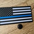 20231002_092609.jpg US  The Thin Blue Line Double Sided Flag Police Law Enforcement Memorial Stars and Stripes With Stand Easy Print