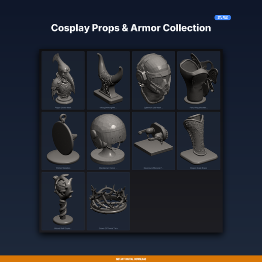 Cosplay Props & Armor Collection - 10-Model STL Bundle