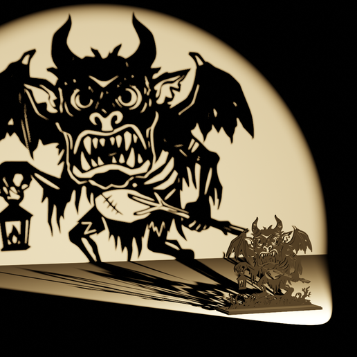 🎃 Halloween Gargoyle Shadow Caster STL・ STL File for 3D printing