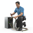 47.png IT technician kneeling cable fix, profession, job, worker, career, occupation, employee, expert, specialist, industry, service, uniform, tools, skills, training, work, professional, figure, figurine, model, collectible