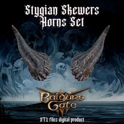 pre.jpg 3D file Fantasy Stygian Skewers Horns Set Baldurs Gate 3・3D print model to download