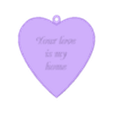 heart keychain-.stl HeartShape Keychain with Quote