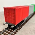 Train-Container-Wagon-5.jpg Железнодорожный контейнерный вагон — 40 футов / 60 футов с поворотными замками — масштаб 1:14