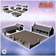1-PREM.jpg Set of two Asian buildings with large paved courtyard and stone wall (18) - Asian Asia Oriental Angkor Ninja Traditionnal RPG Mini