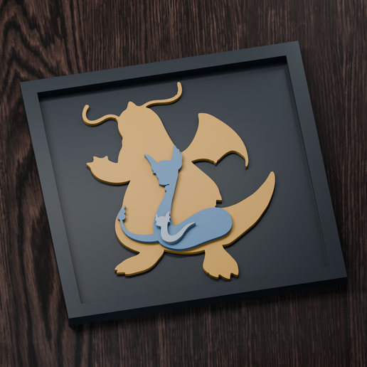 Dragonite Line - Pokemon Silhouette Frame | Normal, Inverse & Scaled STL