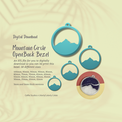 Cover-7.png Mountain Circle 1 Open Back Bezel STL File - Digital Download -18 Sizes- Necklace Earring Keyring Modern Design