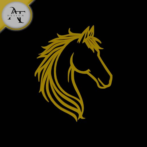Horse - Line Art - 2D Wall Art Decor 3D model