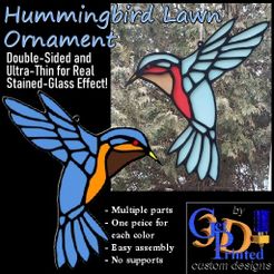 Hummingbird-IMG.jpg STL file Hummingbird Suncatcher Garden Decor w/ Stained Glass Effect・3D printable model to download