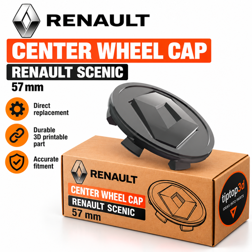 Renault Scenic 57 mm Center Wheel Cap – 3D Printable Replacement Part