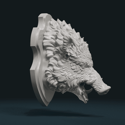 W_Boar_H_С-0002.png STL file Wild Boar Mounted Head・Template to download and 3D print