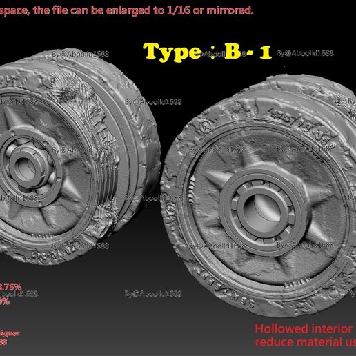 Panzer IV Wheel Broken version for B-1 type.(STL-35-16)