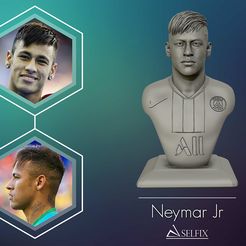 01.jpg STL file Neymar Jr 3D Portrait Sculpture・Model to download and 3D print