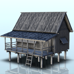 25.png STL file Large wooden house on stilts (3) - Pacific War WW2 Jungle Island Medieval Palm Beach Vietnam Viet Cong Iwo Jima Laos Cambodia・3D printer model to download, Hartolia-Miniatures
