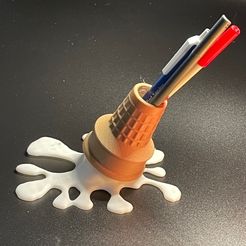 IMG_1771.jpg Free STL file Ice Cream Cone Splat Pen Holder Remix・Object to download and to 3D print
