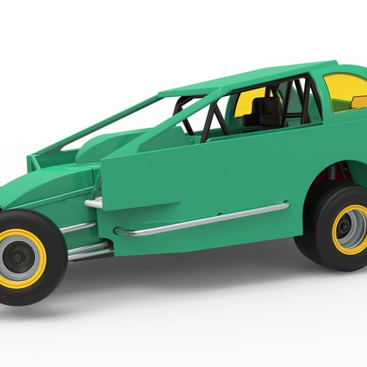 Northeast Dirt Modified stock car while turning Version 2 (1:25 Scale)
