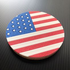 IMG_9731.jpg Free STL file USA - Flag Coaster・3D printing model to download