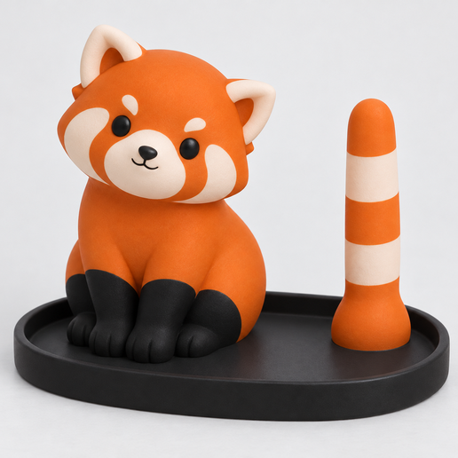Red Panda Ring Holder & Jewelry Tray – Multicolor 3MF