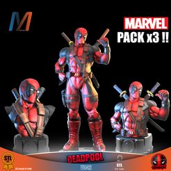 V042_DEADPOOL_PACKX3_Mesa-de-trabajo-1.jpg Файл STL V043 - MARVEL DEADPOOL X3 PACK・Модель для печати в 3D скачать